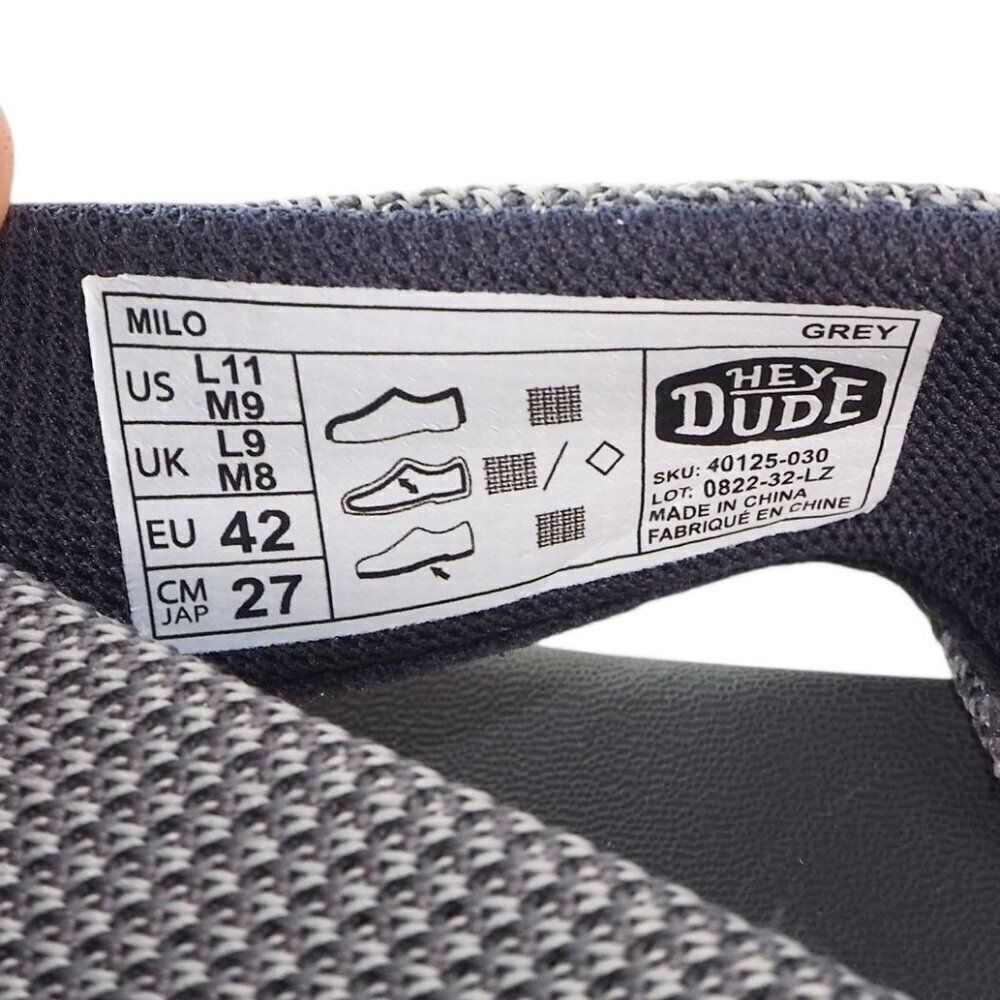 Hey Dude Milo Slip-on Thong Sandals Grey 40125-030 Men's 9 Women's 11 - Picture 10 of 10